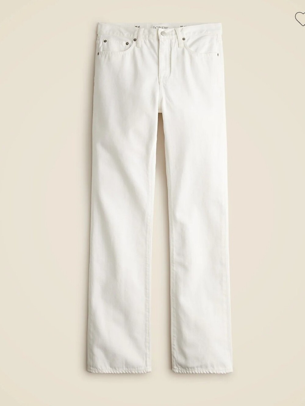 NWT J Crew Mid Rise Straight Jean in 1984 Rigid, White, Size 31